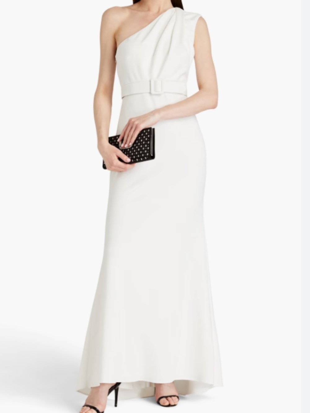 White Badgley Mischka One-Shoulder Gown